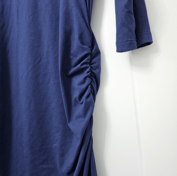 Mother Bee Maternity | Navy Ruched Scoop Neck Maternity Maxi Dress Size Small - Picture 5 of 8
